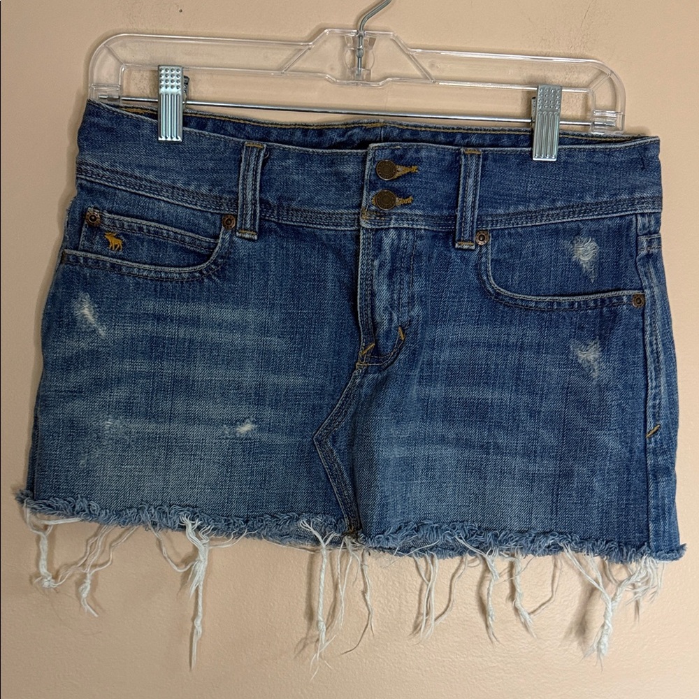 Abercrombie & Fitch Blue Distressed Denim Mini Skirt